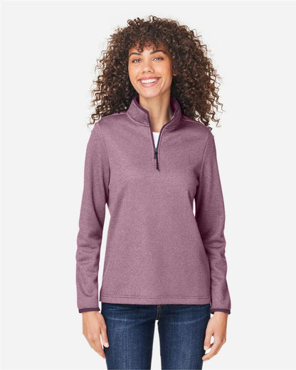 CORE365 Women's Venture Heathered Stripe Quarter-Zip Pullover CE73W #colormdl_Burgundy/ White