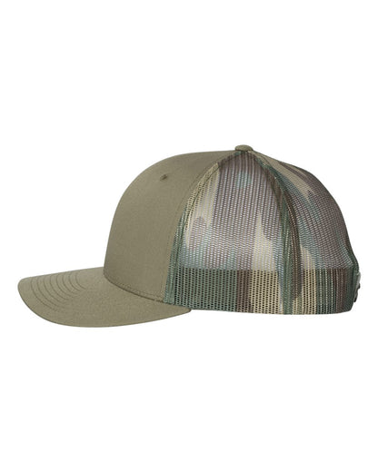 Richardson Printed Mesh Trucker Cap 112PM #color_Loden/ Green Camo