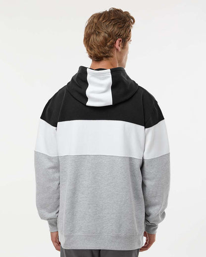 J. America Men's Varsity Fleece Colorblocked Hooded Sweatshirt 8644 #colormdl_Black/ Oxford