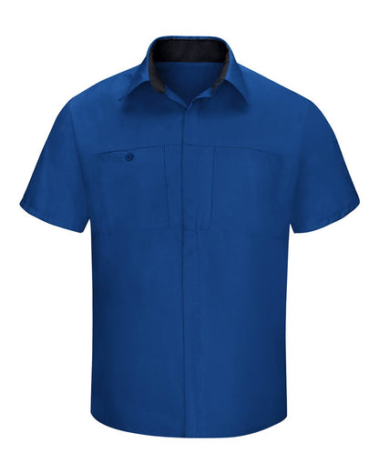 Red Kap Men's Tall Performance Plus Short Sleeve Shirt with Oilblok Technology SY42T #color_Royal Blue/ Black