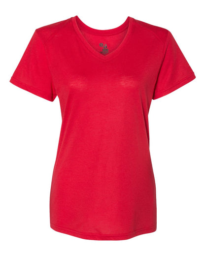 Badger Women’s Triblend Performance V-Neck Short Sleeve T-Shirt 4962 #color_Red