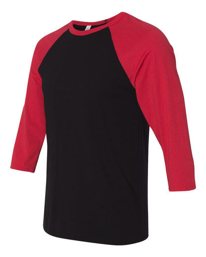 BELLA + CANVAS Three-Quarter Sleeve Baseball Tee 3200 #color_Black/ Red