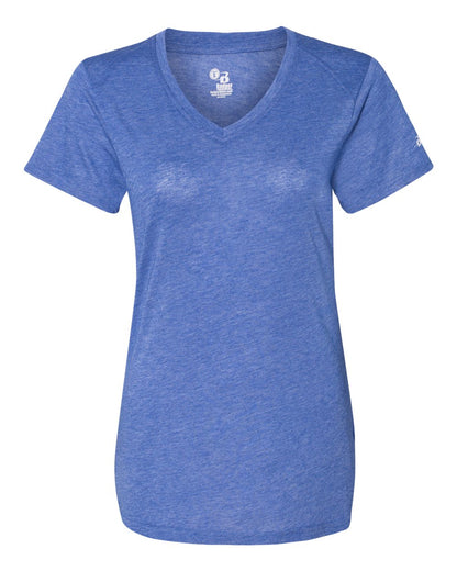 Badger Women’s Triblend Performance V-Neck Short Sleeve T-Shirt 4962 #color_Royal Heather