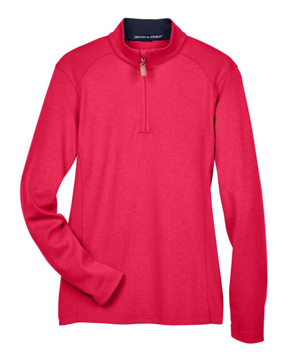 Devon & Jones Women's DRYTEC20™ Performance Quarter-Zip Pullover DG479W #color_Red/ Navy/ Red