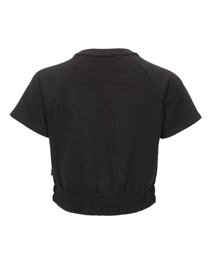 Boxercraft Women's French Terry Short Sleeve Cropped Crewneck Sweatshirt BW2103 #color_Charcoal Heather