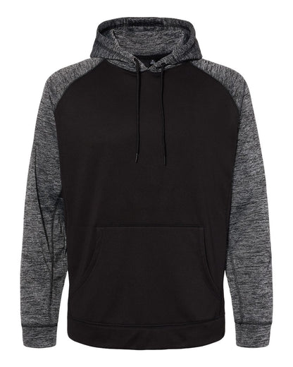 Burnside Men's Performance Raglan Hooded Sweatshirt 8670 #color_Black/ Heather Charcoal