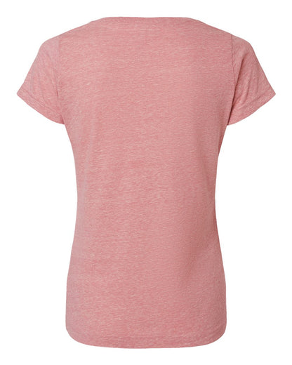 LAT Women's Harborside Mélange V-Neck Tee 3591 #color_Mauvelous Melange
