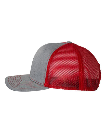 Richardson Snapback Trucker Cap 112 #color_Heather Grey/ Red