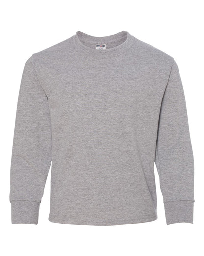 JERZEES Youth Dri-Power® Long Sleeve 50/50 T-Shirt 29BLR #color_Athletic Heather