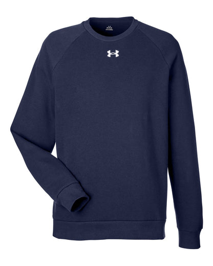 Under Armour Men's Rival Fleece Crewneck Sweatshirt 1379755 #color_Midnight Navy/ White