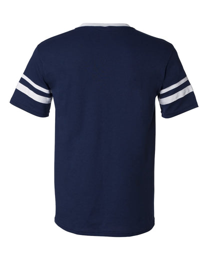 Augusta Sportswear V-Neck Jersey with Striped Sleeves 360 #color_Navy/ White