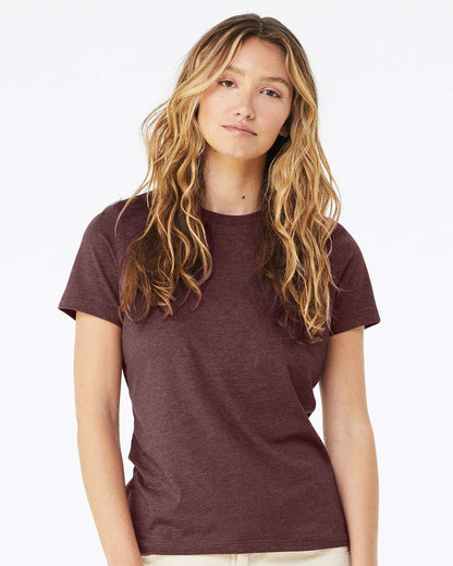 BELLA + CANVAS Women’s Relaxed Fit Heather CVC Tee 6400CVC #colormdl_Heather Maroon