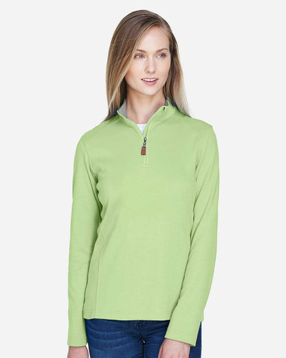 Devon & Jones Women's DRYTEC20™ Performance Quarter-Zip Pullover DG479W #colormdl_Lime/ Grey Heather/ Lime