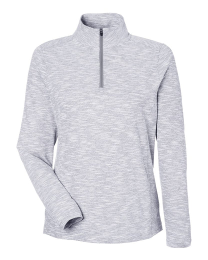 North End Women's Eclipse Jacquard Quarter-Zip Pullover NE415W #color_Platinum Heather