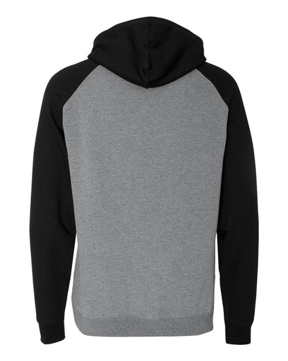 Independent Trading Co. Unisex Raglan Hooded Sweatshirt IND40RP #color_Gunmetal Heather/ Black