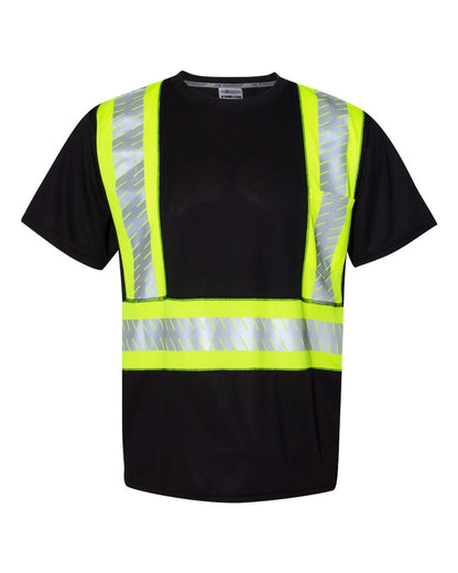 Kishigo Unisex EV Series® Enhanced Visibility Contrast Pocket T-Shirt B200-204 #color_Black/ Lime - B200