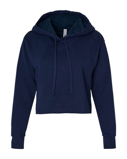 Next Level Women's Laguna Sueded Raw Edge Crop Hoodie 9384 #color_Midnight Navy