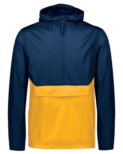 Holloway Men's Packable Quarter-Zip Jacket 229534 #color_Navy/ Gold