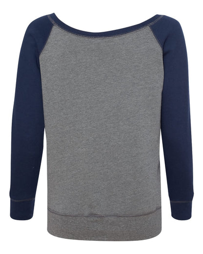 BELLA + CANVAS Women’s Sponge Fleece Wide Neck Sweatshirt 7501 #color_Deep Heather/ Navy
