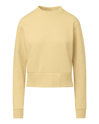 MV Sport Women's Romi Cloud Fleece Crop Crewneck Sweatshirt W22106 #color_Sun Ray