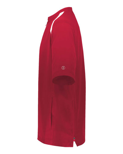 Holloway Men's Clubhouse Short Sleeve Quarter-Zip Pullover 229581 #color_Scarlet/ White
