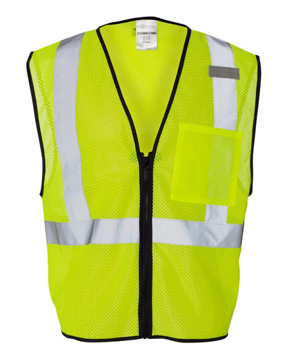 Kishigo Unisex Single Pocket Zipper Mesh Class 2 Vest 1519-1520 #color_Lime