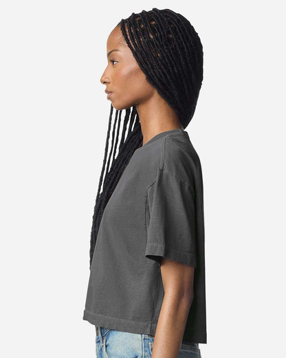 American Apparel Women's Garment-Dyed Heavyweight Cropped Tee 1302GD #colormdl_Faded Black