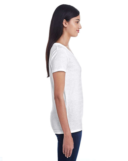 Threadfast Apparel Women's Invisible Stripe V-Neck T-Shirt 252RV #colormdl_White Invisible Stripe