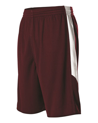 Alleson Athletic Single Ply Reversible Basketball Shorts 589PSP #color_Maroon/ White