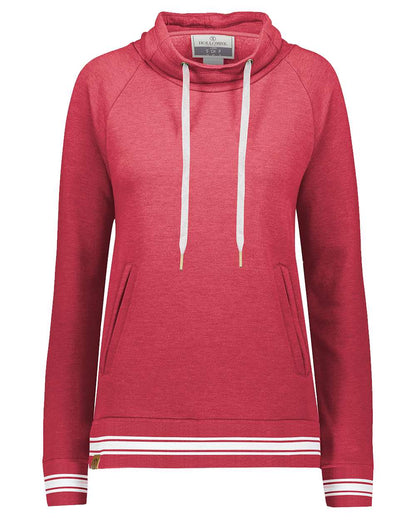 Holloway Women's All-American Fleece Funnel Neck Sweatshirt 229763 #color_Scarlet Heather/ White