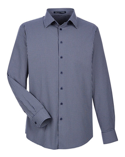 Devon & Jones Men's CrownLux Performance® Tonal Mini Check Woven Dress Shirt DG535 #color_Navy
