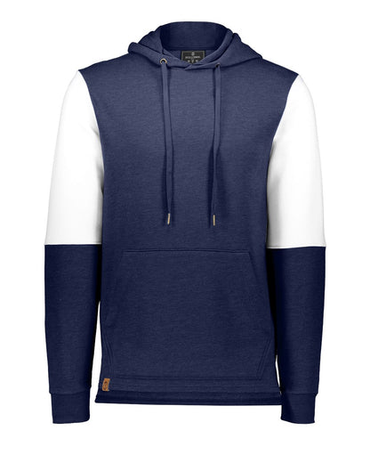 Holloway Men's All-American Team Fleece Colorblocked Hooded Sweatshirt 222581 #color_Navy Heather/ White