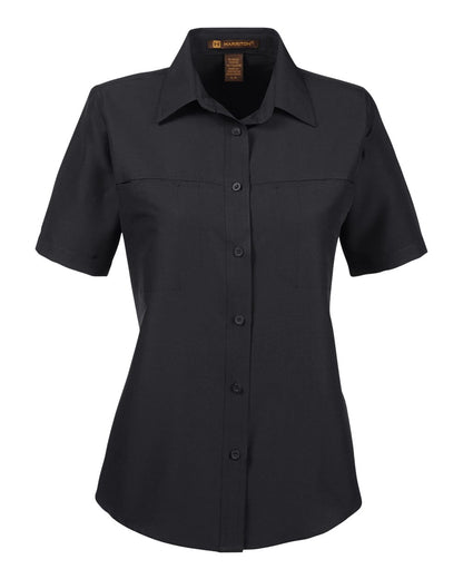 Harriton Women's Key West Short Sleeve Performance Staff Shirt M580W #color_Black