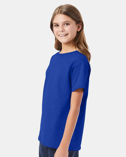 Hanes Essential-T Youth T-Shirt 5480 #colormdl_Deep Royal