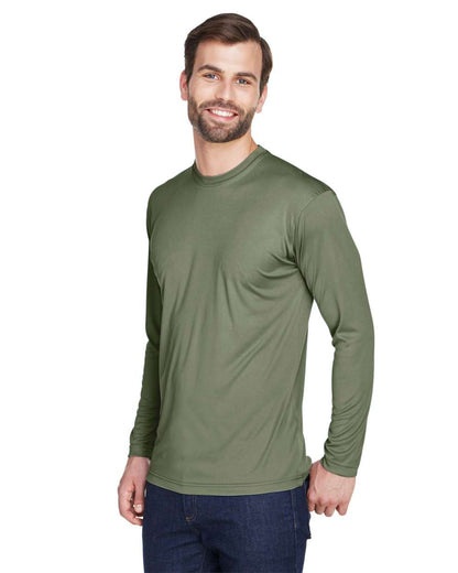 UltraClub Men's Cool & Dry Sport Long Sleeve Performance Interlock T-Shirt 8422 #colormdl_Military Green