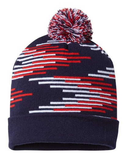 CAP AMERICA USA-Made Bar Beanie RKB12 #color_True Navy/ True Red/ White