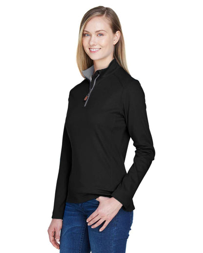 Devon & Jones Women's DRYTEC20™ Performance Quarter-Zip Pullover DG479W #colormdl_Black/ Grey Heather/ Graphite
