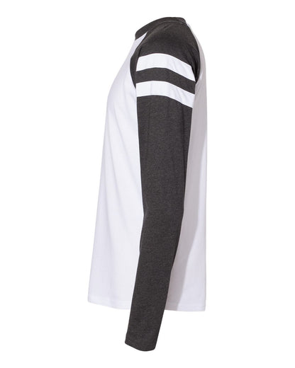 LAT Unisex Fine Jersey Mash Up Long Sleeve Tee 6934 #color_Blended White/ Vintage Smoke