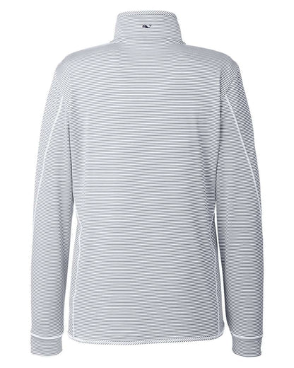 vineyard vines Women's Microstripe Sankaty Half-Zip Pullover K002521 #color_Heather Grey