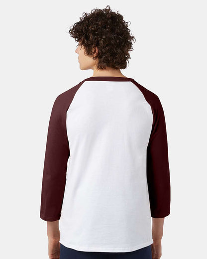 Champion Unisex Raglan Sleeve Baseball T-Shirt T137 #colormdl_White/ Maroon
