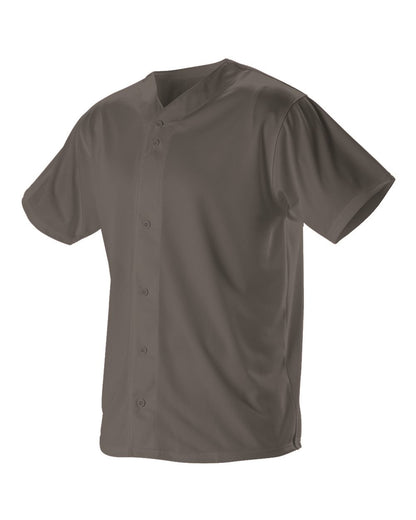 Alleson Athletic Full Button Lightweight Baseball Jersey 52MBFJ #color_Charcoal