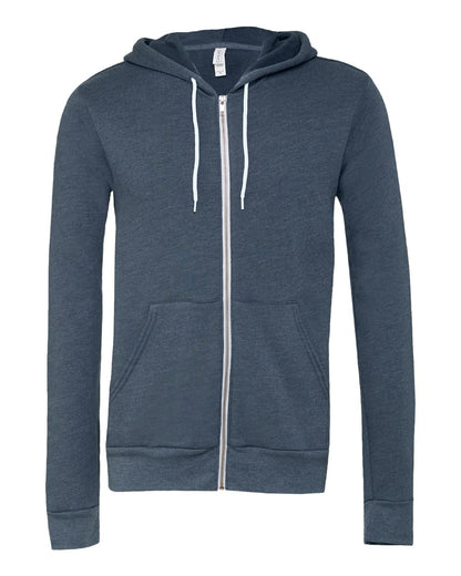 BELLA + CANVAS Sponge Fleece Full-Zip Hoodie 3739 #color_Heather Navy