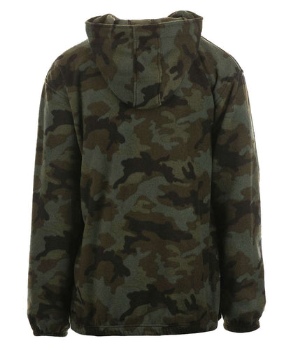 Burnside Polar Fleece Quarter-Zip Hooded Pullover 3600 #color_Green Camo