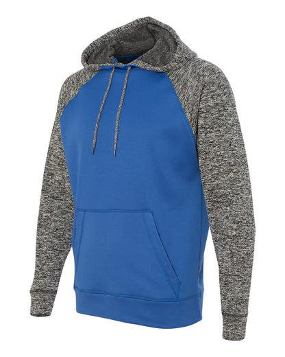 J. America Men's Colorblocked Cosmic Fleece Hooded Sweatshirt 8612 #color_Royal/ Charcoal Fleck