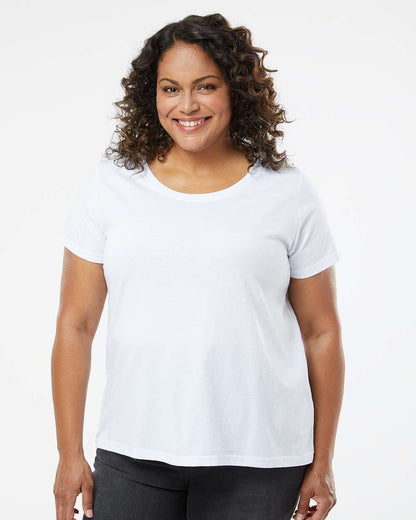 LAT Women's Curvy Collection Fine Jersey Tee 3816 #colormdl_Blended White