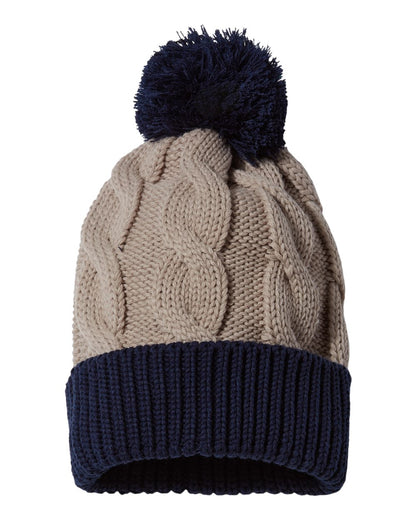 Richardson Chunk Twist Cuffed Beanie 141R #color_Stone/ Navy