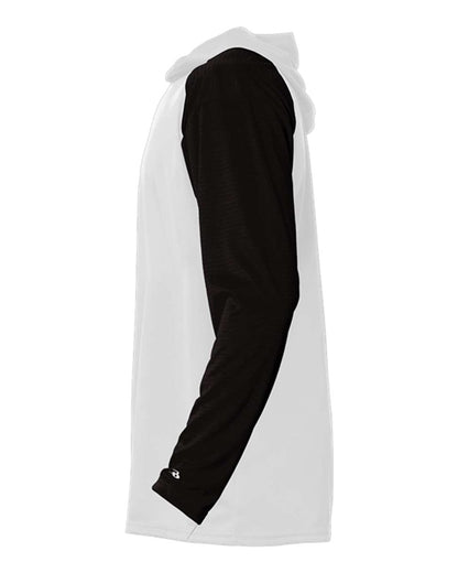 Badger Men's Breakout Hooded Long Sleeve T-Shirt 4235 #color_White/ Black