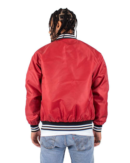 Shaka Wear Men's Varsity Bomber Jacket SHVBJ #colormdl_Red