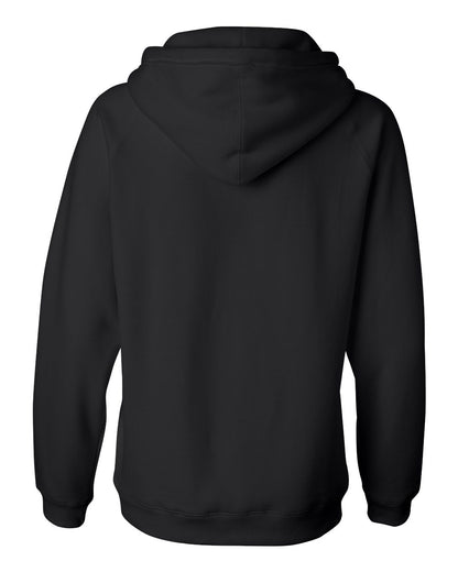 J. America Women's Sueded V-Neck Hooded Sweatshirt 8836 #color_Black