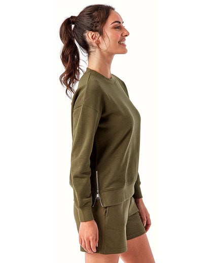 TriDri Women's Billie Side-Zip Crewneck Sweatshirt TD600 #colormdl_Olive
